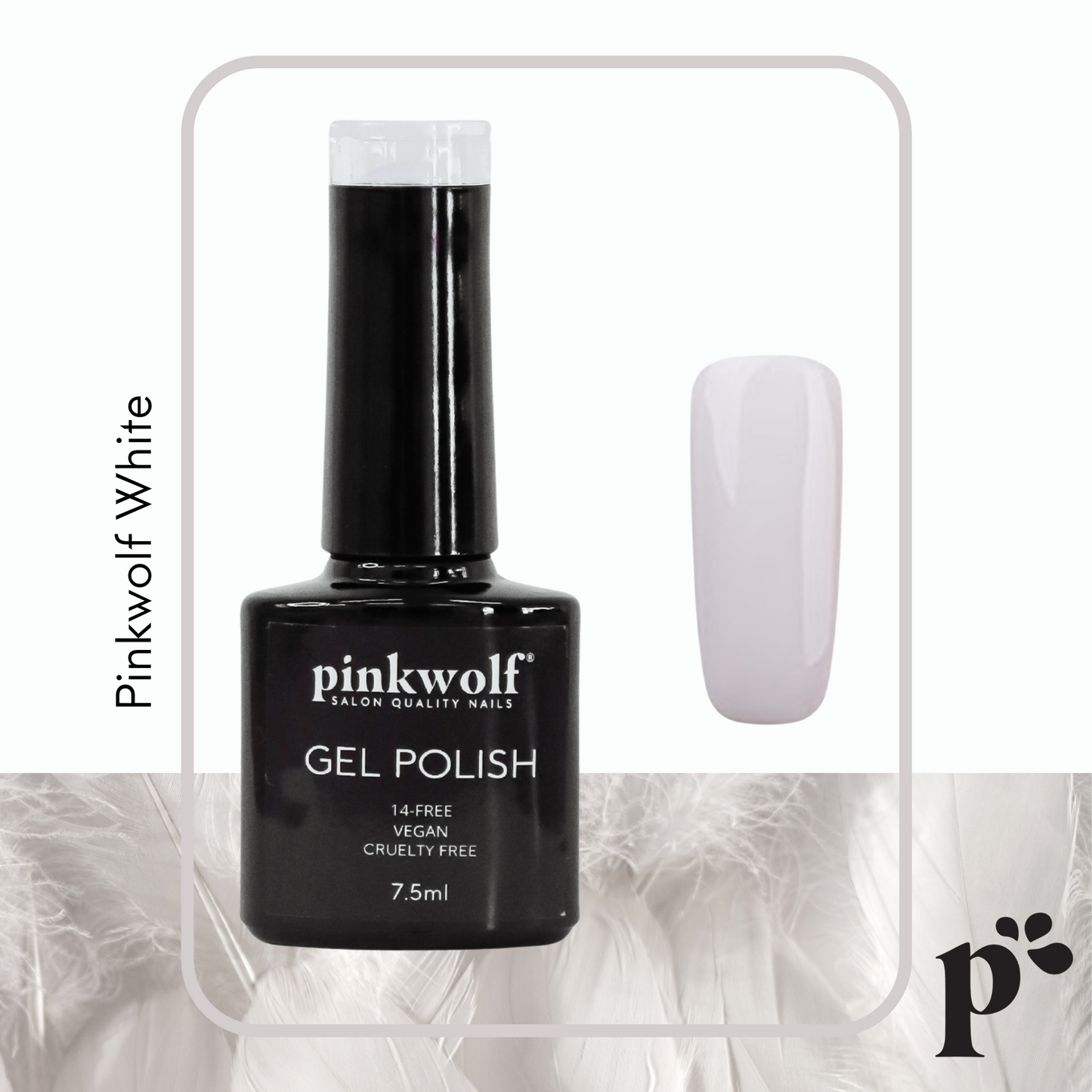 Pinkwolf white gel nail polish 7.5ml bottle 
