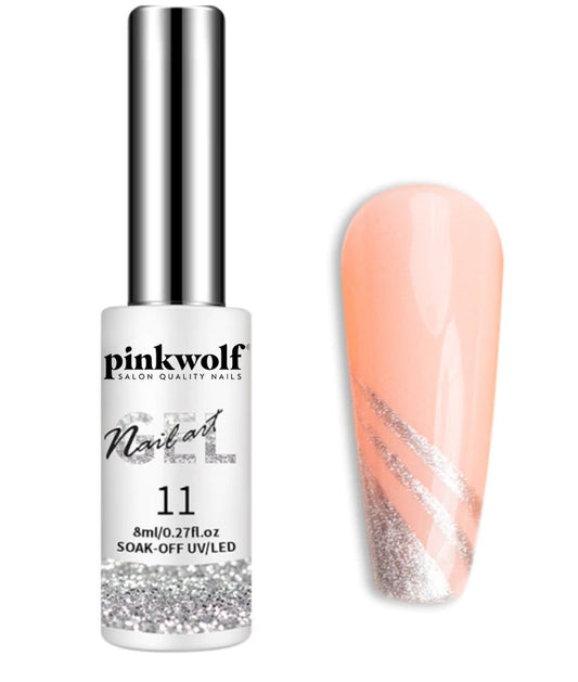 Pinkwolf Silver Glitter Nail art Gel Polish 8ml bottle 