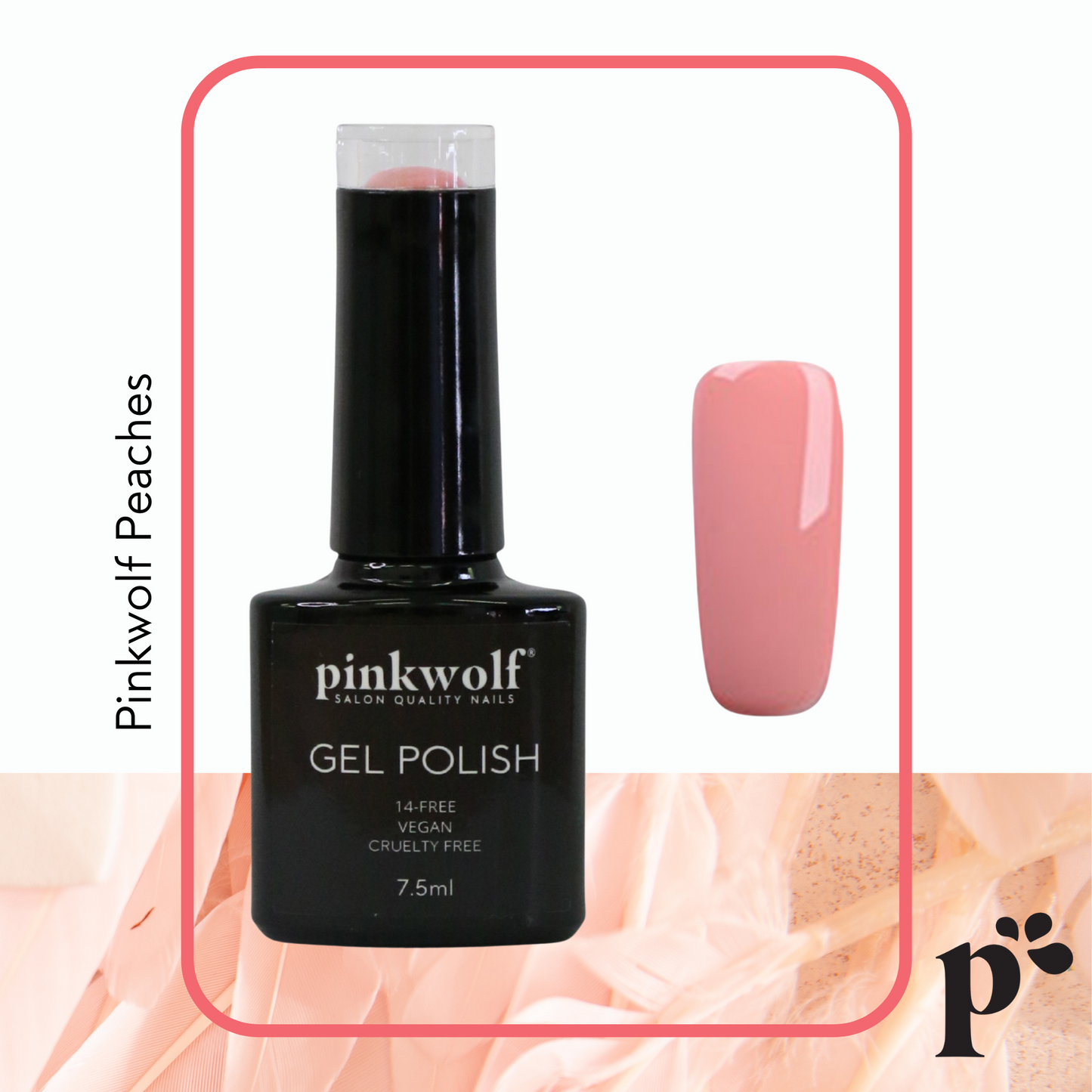 Pinkwolf peach gel nail polish 7.5ml bottle 